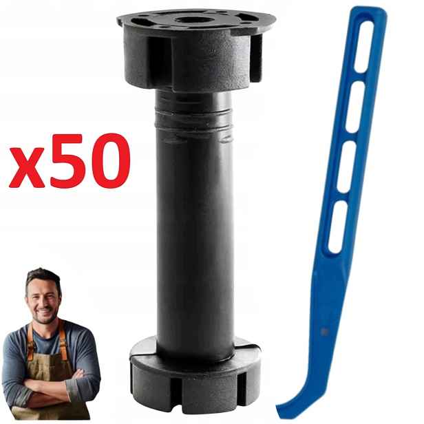 Černá nábytková noha Pvc H-150 mm (137-170 mm) klíč pro nastavení 50 Ks