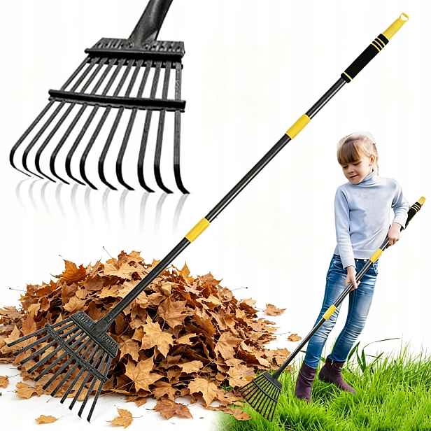 Ergonomické Hrábě Heavy Duty 11 Kovových Zubů, Nastavitelné