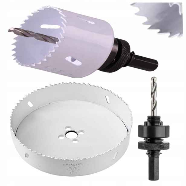 Korunkový Vrták na dřevo, kov, krajka, průměr 140 mm, bimetalová adaptér Hex