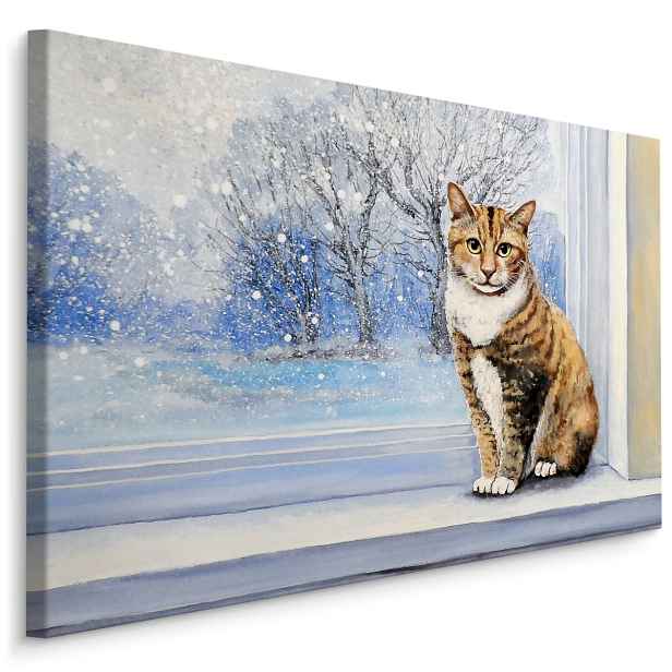 MyBestHome BOX Plátno Kočka Zimním Okně Varianta: 30x20