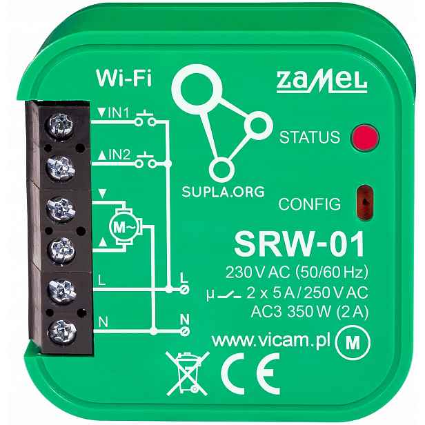 Ovladač Rolet Zamel Supla SRW-01, instalační krabice, WiFi