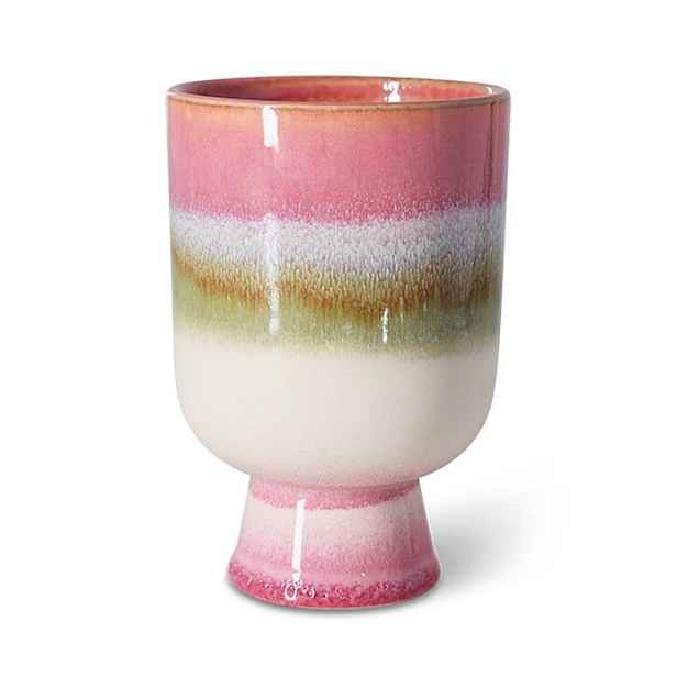Růžový kameninový obal na květináč Retro Rosefield - Ø 13*19,5 cm HKLIVING