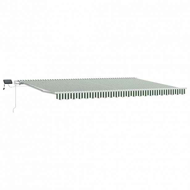 vidaXL Stahovací markýza Zelená a bílá 500 × 300 cm Látka a hliník