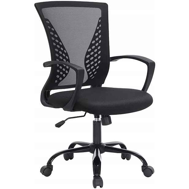 Kancelářská otočná židle ergonomická, robustní herní židle Songmics, černá