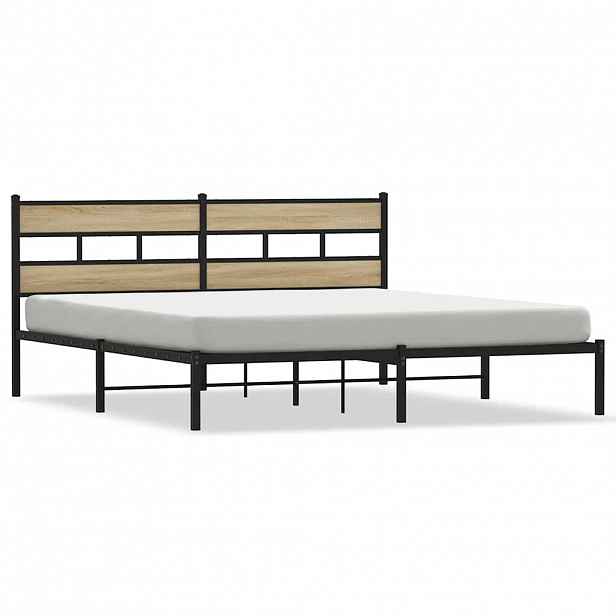 vidaXL Kovový rám postele bez matrace dub sonoma 180 x 200 cm