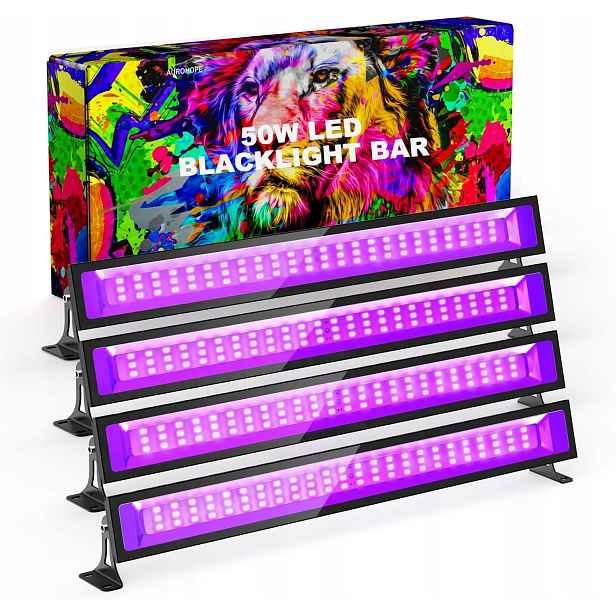 4X Uv Led lampa Black Light 50 W 385 nm – voděodolná s vypínačem
