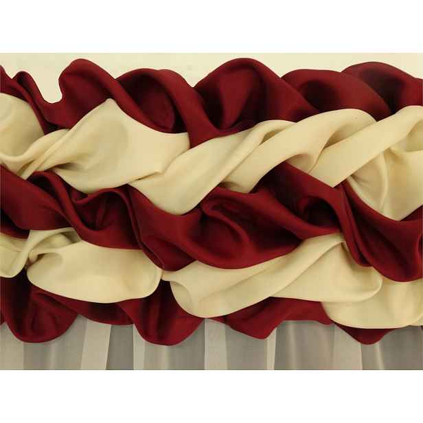 Mg Lambrekýn Bufka Warkocz bordo/krém Široká garnýž 200 cm
