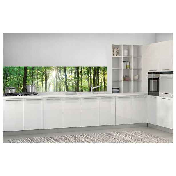 Tapeta Sluneční Lesní les Pohádkové zelené smaragdové světlo 250x60 lepidlo