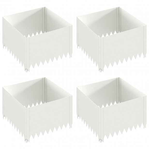 vidaXL Okraj trávníku 4 ks 60 x 60 x 35 cm Ocel Bílá