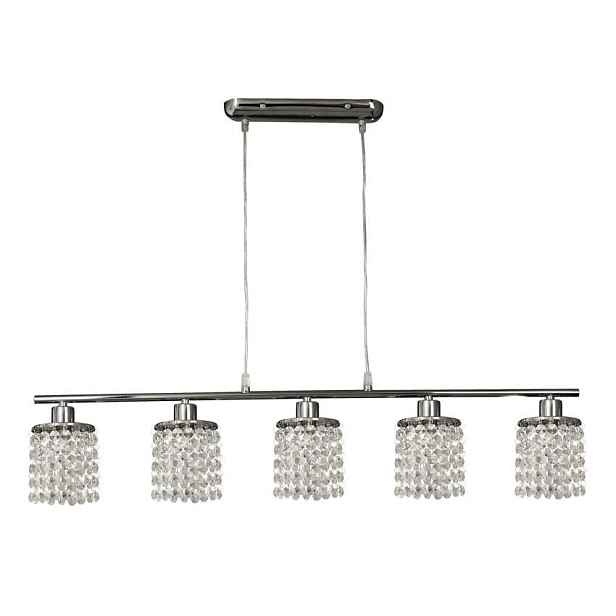 Závěsná lampa chrom s bílými krystaly 5x40W Royal