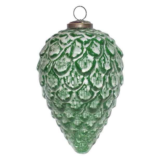 Zelená skleněná vánoční ozdoba šiška - Ø 10*16 cm Clayre & Eef