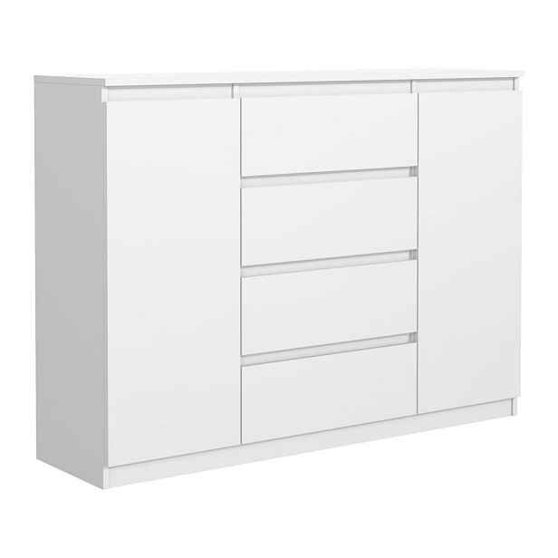 MASSENO KOMODA NUDO, 120/101,5/39 cm se 4 zásuvkami a 2 dvířky, bílá