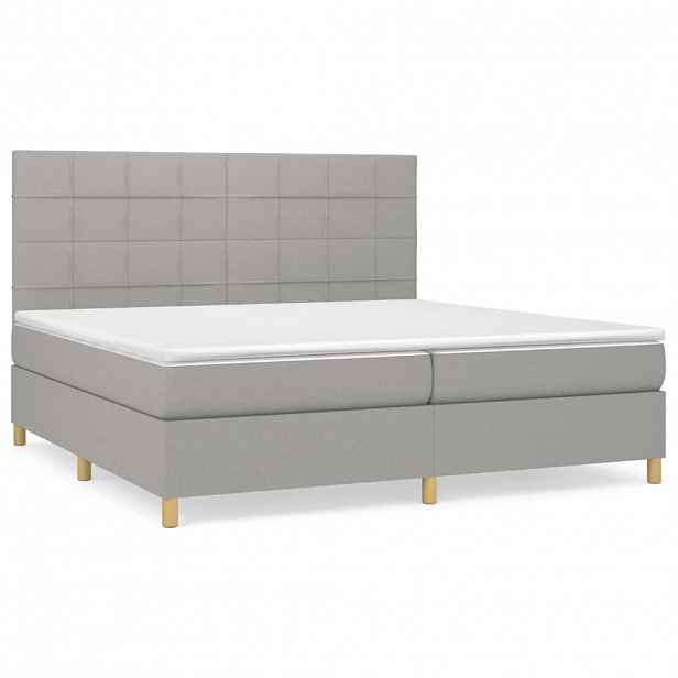 vidaXL Box spring postel s matrací světle šedá 200 x 200 cm textil