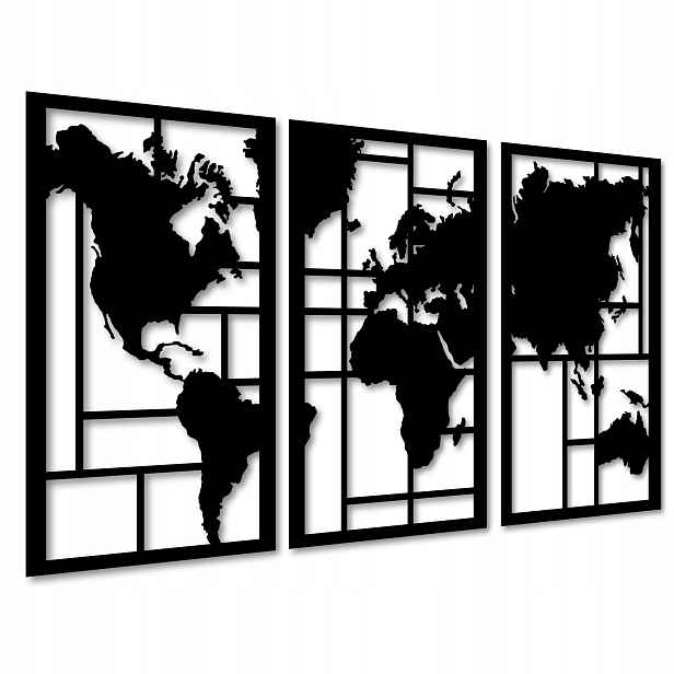 Mapa Světa Na Zeď 120x68 cm Ažurový Obraz Mapa Světa Dřevěná Nástěnná