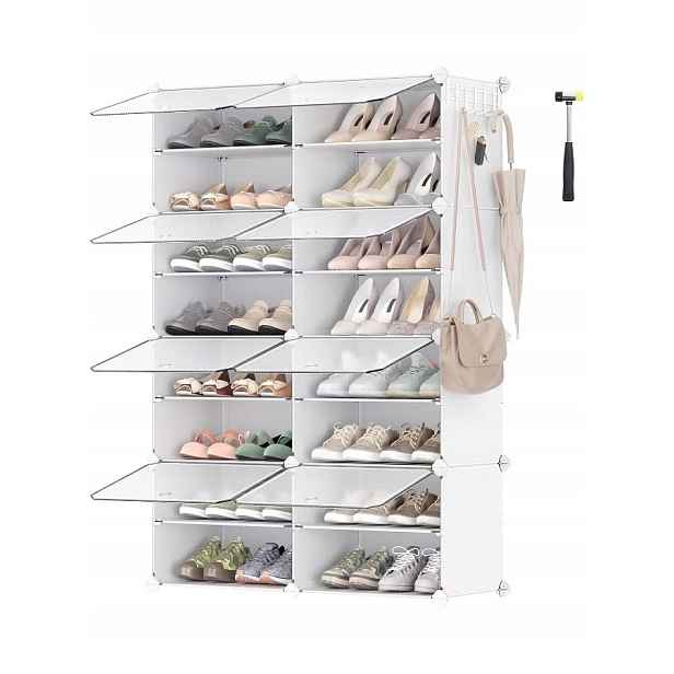 Modulární botník, průhledná dvířka – pro 32 párů – 82x32x122 cm