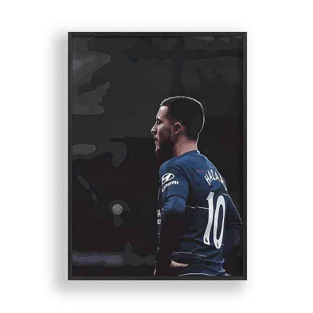 Obraz Eden Hazard Chelsea Plakát Rámeček Dřevěný Černý 30x42 cm