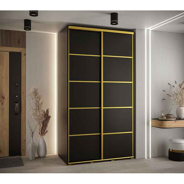 Šatní skříň ASIRI 4 - 130/60 cm, černá / zlatá