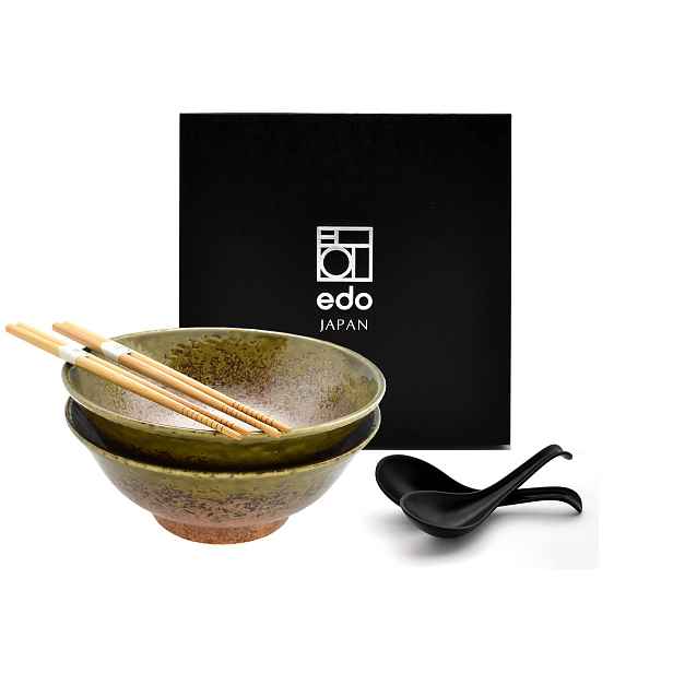 Sada 2 misek s lžícemi a paličkami Ramen Chikyu 21 cm 1100 ml Box
