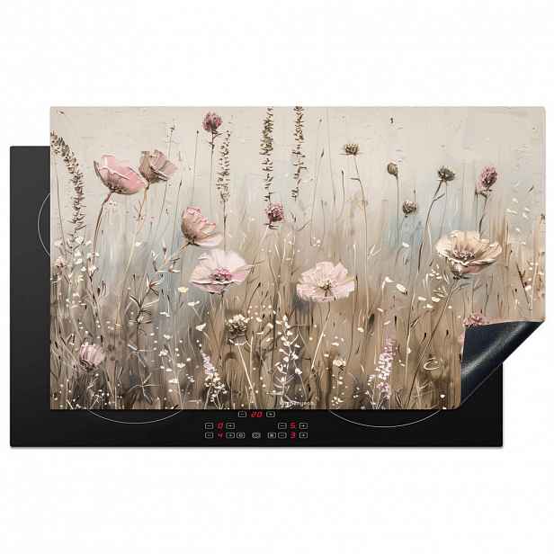 MuchoWow KRYT NA INDUKČNÍ DESKU Květiny - Béžová - Suché květiny 85x52 cm