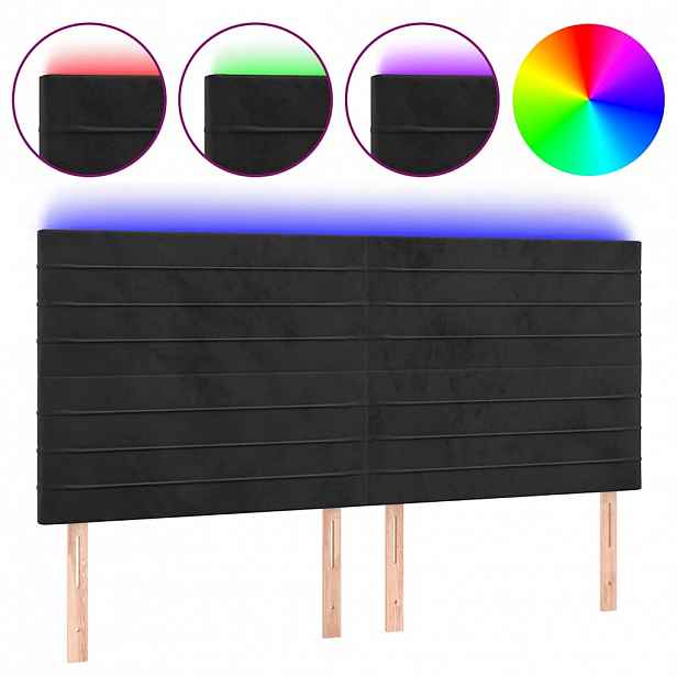 vidaXL Čelo postele s LED černé 200x5x118/128 cm samet