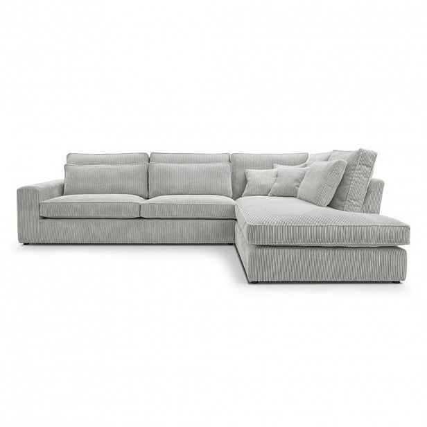 Beautysofa ROHOVÁ pohovka Parma bez funkce spaní, manšestrová látka, šedobéžová, pravá