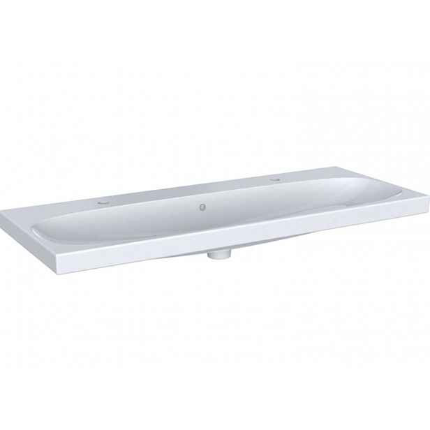 Geberit Acanto - Dvojumyvadlo 120x48 cm, s přepadem, 2 otvory pro baterie, bílá 501.880.00.1