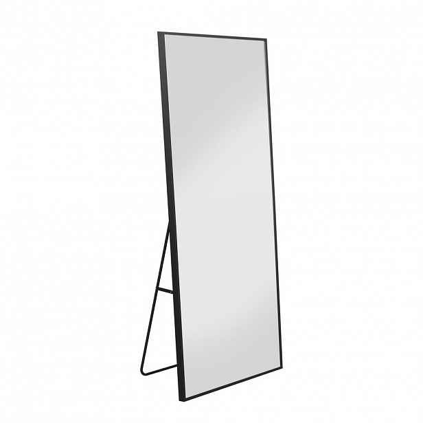SHOPENTRA STOJACÍ zrcadlo 177x77 cm obdélníkový hliníkový rám černé tvrzené sklo