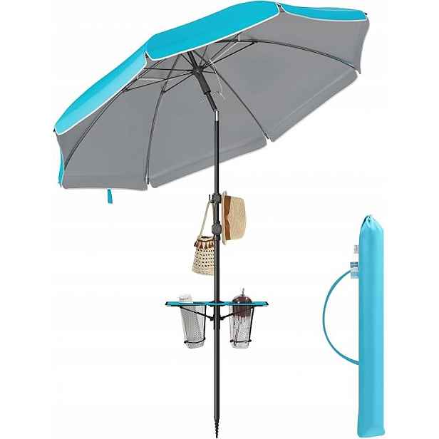 Songmics Plážový/zahradní Slunečník, Slunečník 200 CM, Modrý