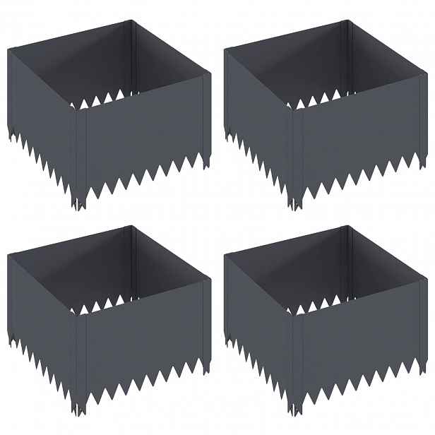 vidaXL Okraj trávníku 4 ks 60 x 60 x 35 cm Ocel Antracitová