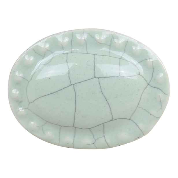 Zelená antik porcelánová úchytka s popraskáním Craez - 4*3 cm Chic Antique