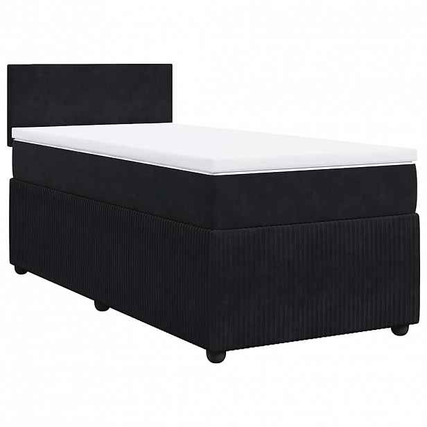 vidaXL Box spring postel s matrací černá 100x200 cm samet
