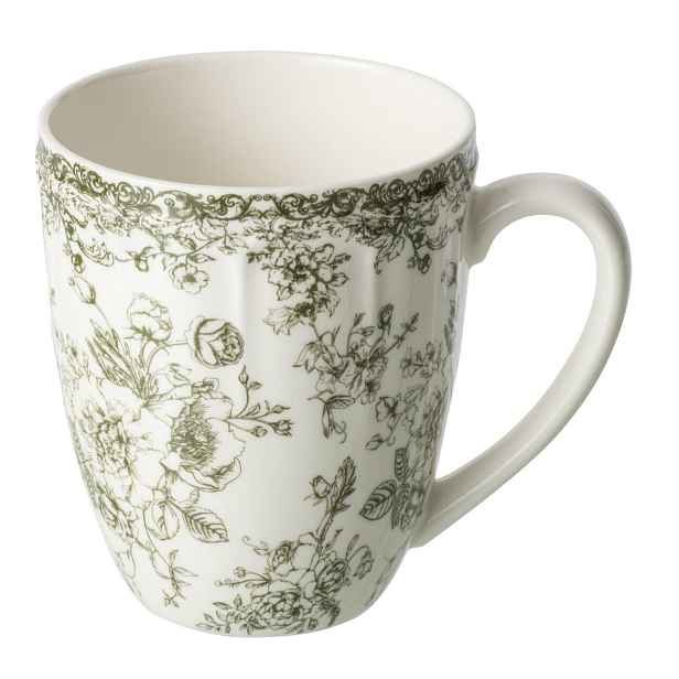 Bílý porcelánový hrneček Vintage Blossom - 9*9*11 cm J-Line by Jolipa
