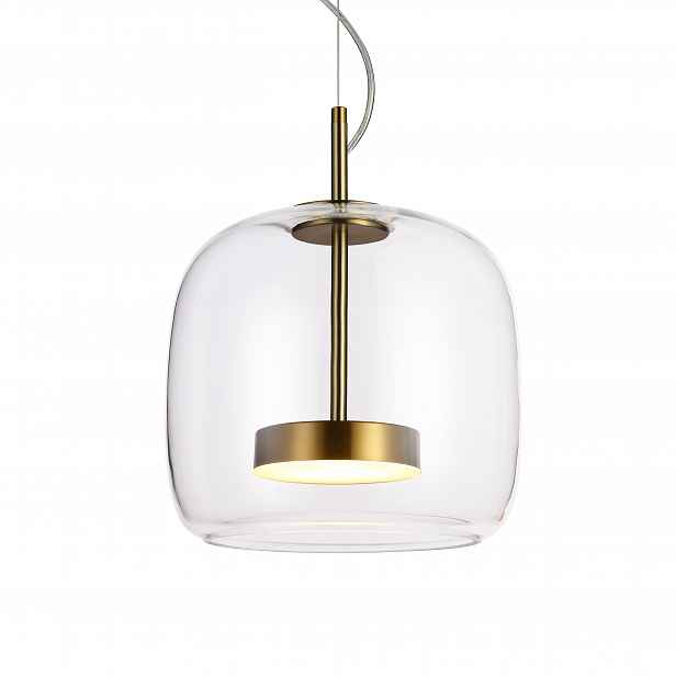Caste, moderní, dekorativní, zlatá závěsná Led lampa se skleněným stínítkem