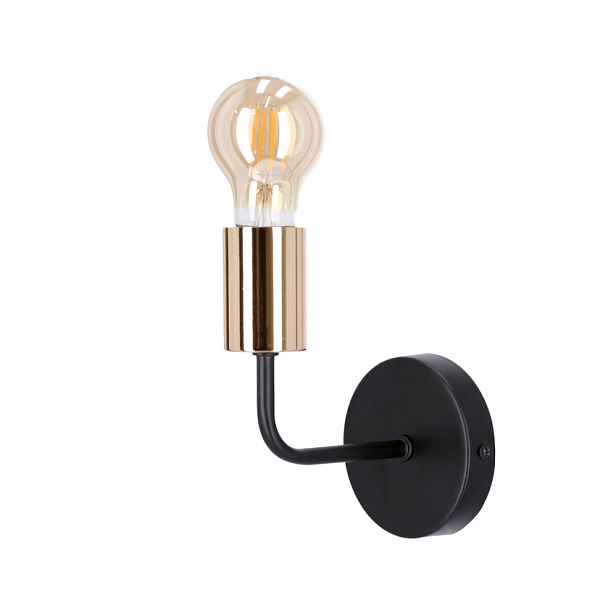 Černá kovová nástěnná lampa bez stínidla Spill