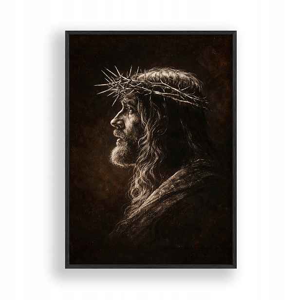 Obraz Ježíš Kristus Koruna trnová Rámeček Dřevěný Černý 30x42 cm