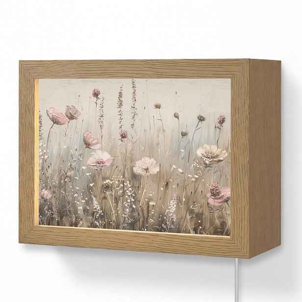OnlyWow NÁSTĚNNÁ LAMPA Květiny - růžová - moderní - béžová 20x15 cm