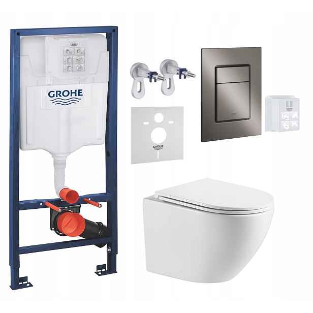 Podomítkový set Grohe Wc mísa Miura Tornado tlačítko S grafit lesklé