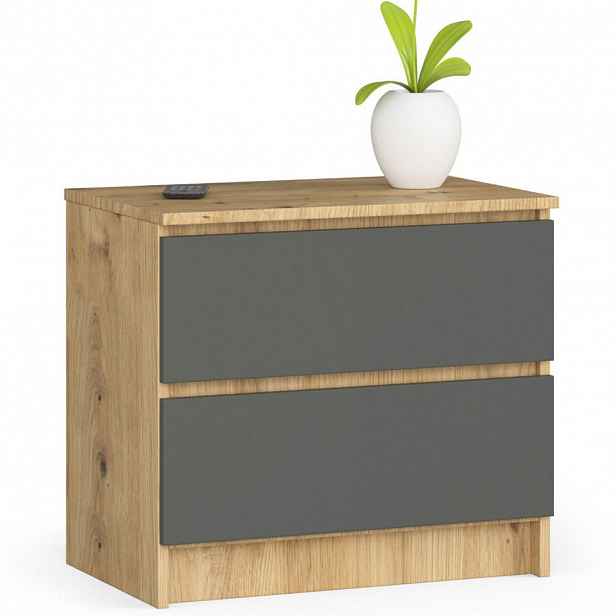 RAUMHIRSCH FURNITURE KOMODA Dub Artisan, grafitově šedá 55/60/40