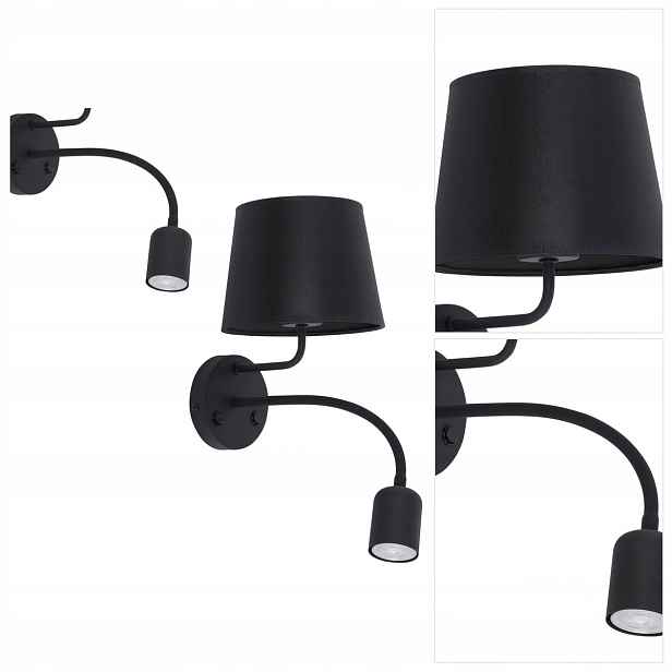 Černé nástěnné svítidlo Maja pro útulnou atmosféru nad zrcadlem v koupelně Tk Lighting