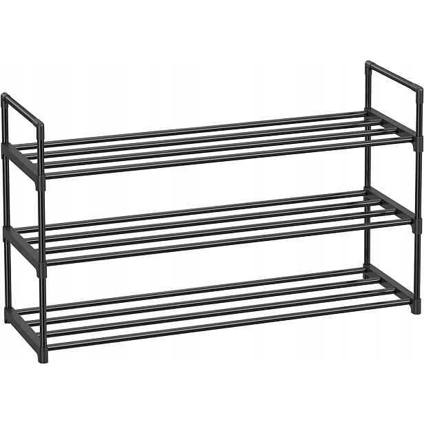 Songmics Botník třípatrový, kovový, černý, 30x92x54cm