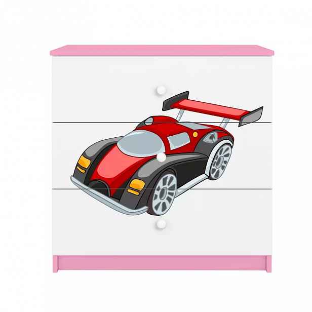 Dětská komoda Babydreams růžová - Auto