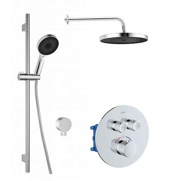 kielle Oudee - Sprchový set s termostatickou baterií pod omítku, pro 2 spotřebiče, s příslušenstvím EcoSpare a tělesem, chrom 20602SPT10