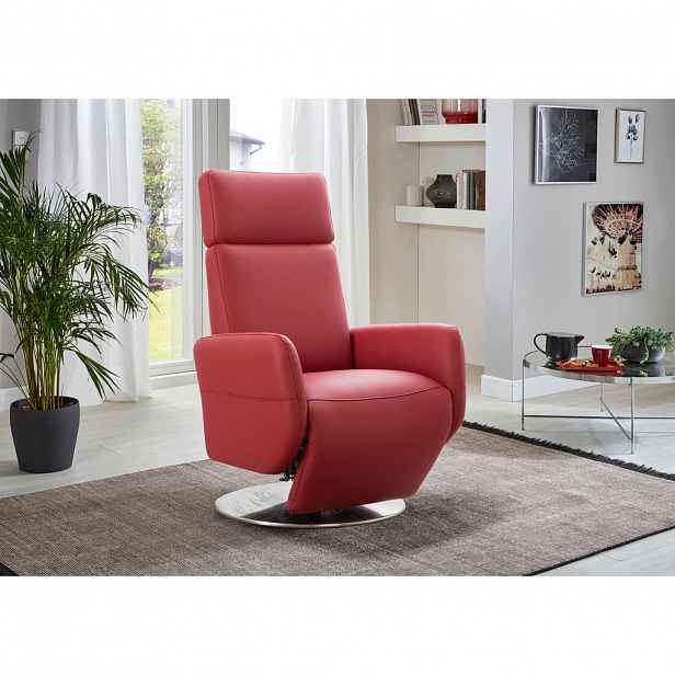 Sit & More RELAXAČNÍ KŘESLO, kůže, červená