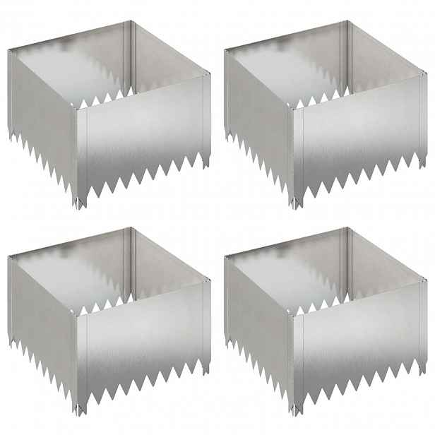 vidaXL Okraj trávníku 4 ks 60 x 60 x 35 cm Ocel Stříbrná