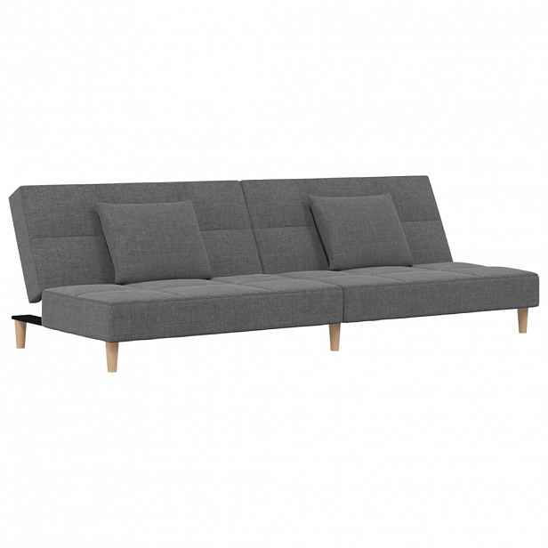 vidaXL 2místná rozkládací pohovka se 2 polštáři tmavě šedá textil