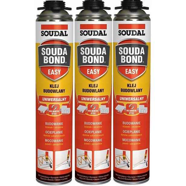 3 ks Soudal univerzální stavební lepidlo Soudabond Easy 750 ml