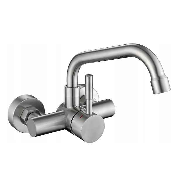 Baterie kuchyňská armatura montáž na stěnu Tondiy otvory 11 cm chrom mat