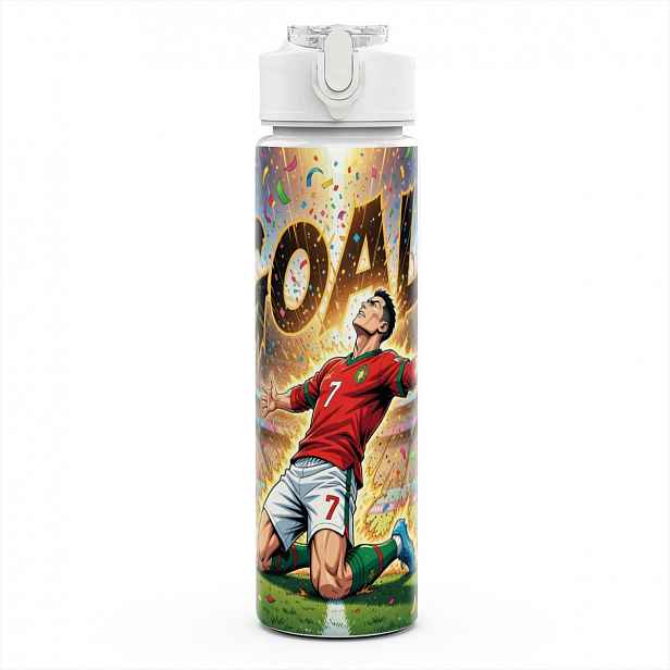 TEMU 1ks Láhev na vodu Player Victory Cheer 750ml, odolná a lehká s brčkem, roztomilý potisk, nepropustná, znovu použitelná cestovní běžecká láhev -