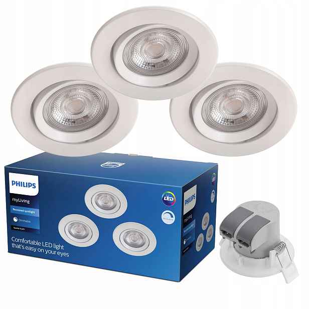 3x Led zapuštěné podomítkové svítidlo 5W 350lm 2700K Bílá Sparkle Philips