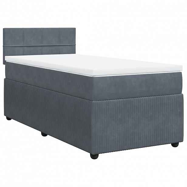 vidaXL Box spring postel s matrací tmavě šedá 100x200 cm samet